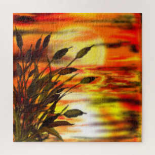 Puzzle Lac du coucher de soleil - Peinture