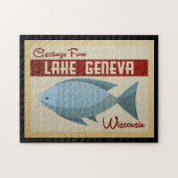 Lac Léman Wisconsin Blue Fish Vintage voyage