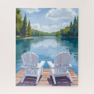 Puzzle Lac Sebago Maine   Peinture de Chaise Adirondack