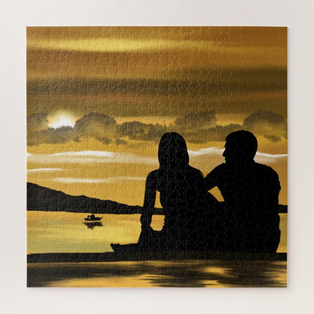 Puzzle Lac Sunset - Amour romantique - Couple - (Vertical)