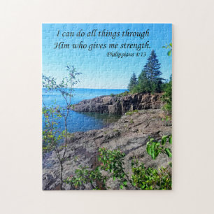 Puzzle Lac Supérieur avec Philippiens 4:13