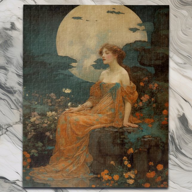 Puzzle Lady by Moonlight, Art Nouveau élégant (Créateur téléchargé)
