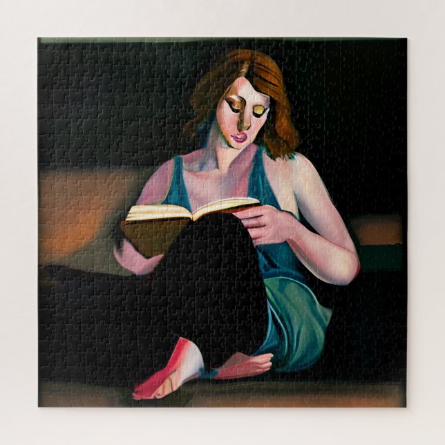 Puzzle Lady Lecture d'un livre juste froid (Vertical)