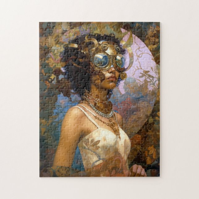 Puzzle Lady Portant des lunettes Imaginaire noir Sci-Fi (Vertical)