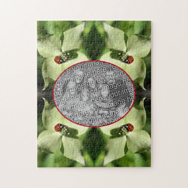 Puzzle Ladybug On Dogwood Flower Frame Ajouter Votre Phot (Vertical)