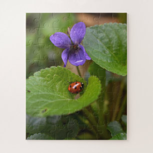 Puzzle Ladybug sur les fleurs de violet doux