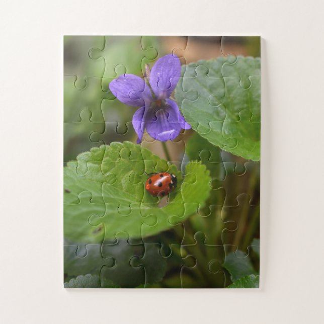 Puzzle Ladybug sur les fleurs de violet doux (Vertical)