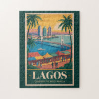 Lagos Nigeria Illustration Voyage Art Rétro