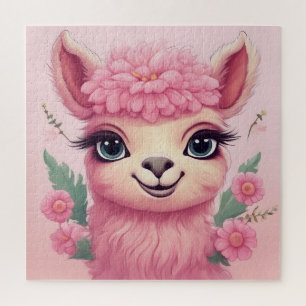 Puzzle Lama bébé rose souriant