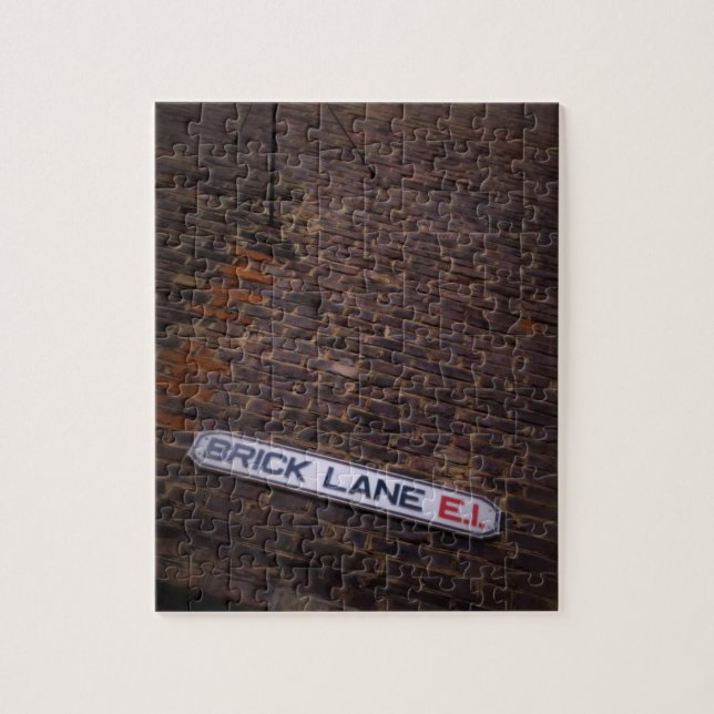 Puzzle Lane en brique - Londres - Panneau de rue - 8x10 - (Vertical)
