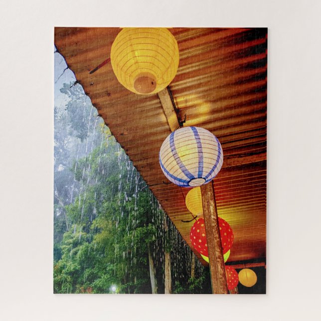 Puzzle Lantern Light in the Rain – Quiet Guatemala Jigsaw (Vertical)