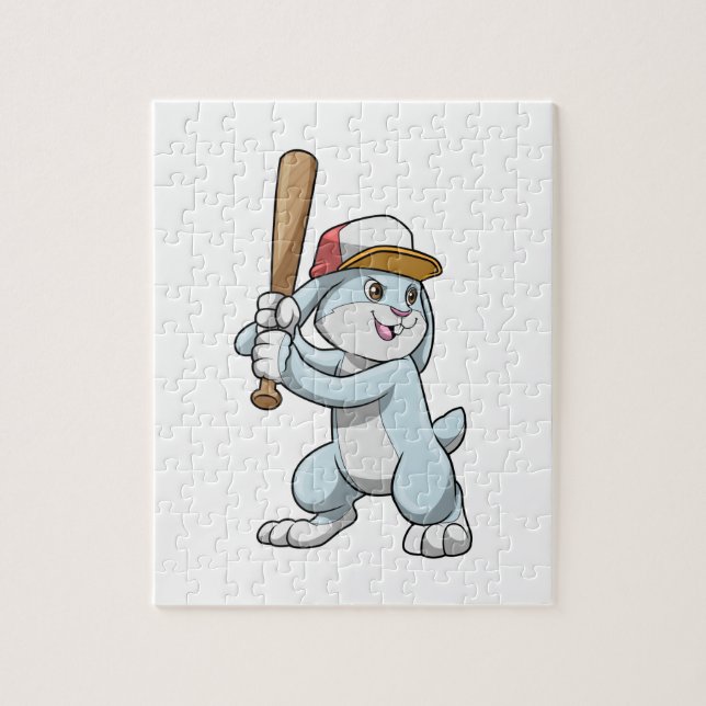 Puzzle Lapin au baseball avec batte de baseball (Vertical)