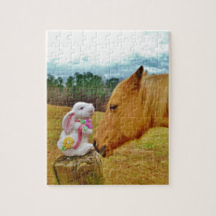 Puzzle Lapin blanc et Cheval jaune