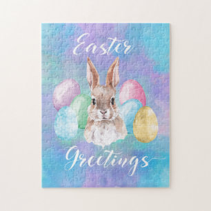 Puzzle Lapin de Pâques à l'aquarelle avec des œufs