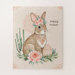 Puzzle Lapin de Pâques chrétien Boho Pastel