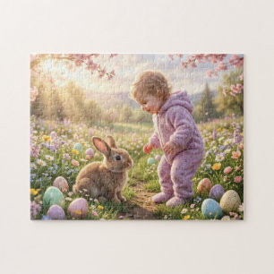 Puzzle Lapin de Pâques mignon et enfant