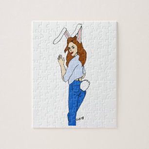 Puzzle lapin fille qui pose
