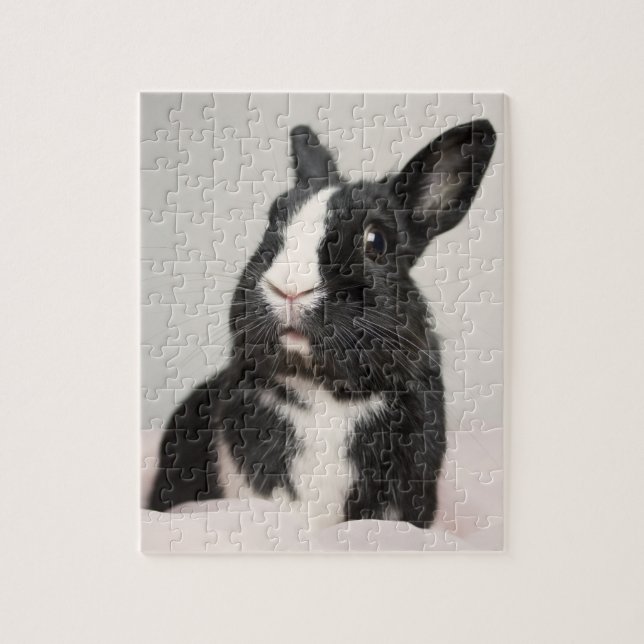Puzzle Lapin noir et blanc adorable (Vertical)