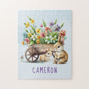 Puzzle Lapins mignons personnalisés garçon Pâques