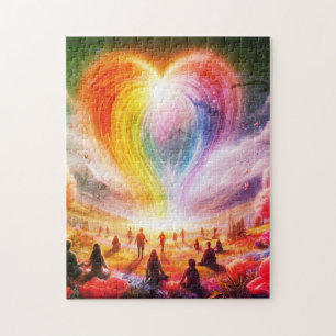 Puzzle L'arc-en-ciel de l'amour sur tout le monde 
