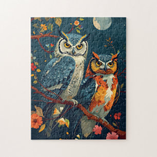 Puzzle L'art du hibou vintage