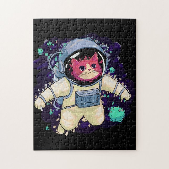 Puzzle L'astronaute Chat coloré (Vertical)