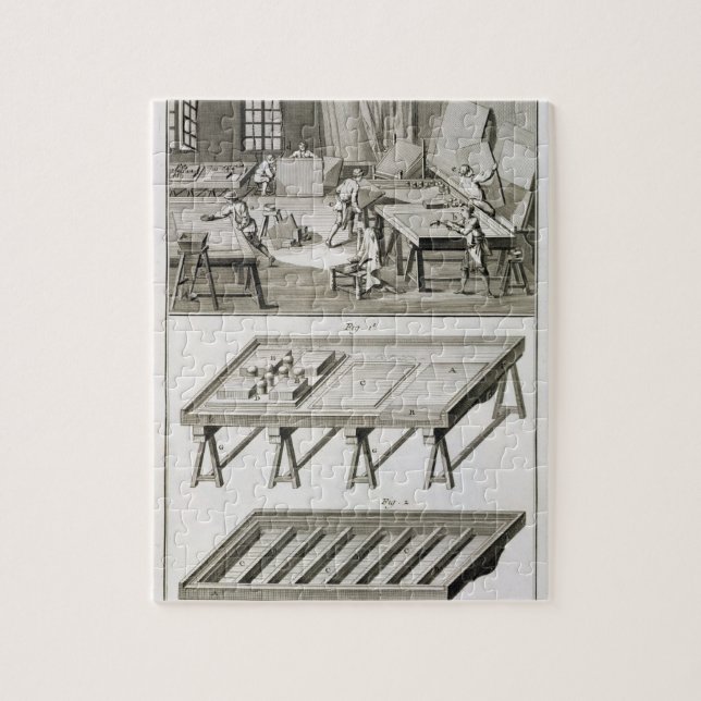 Puzzle L'atelier et les outils d'un fabricant de miroir, (Vertical)
