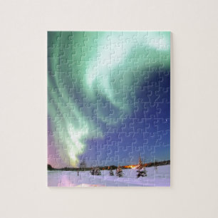 Puzzle L'aurore Borealis, ou lumières du nord, Alaska
