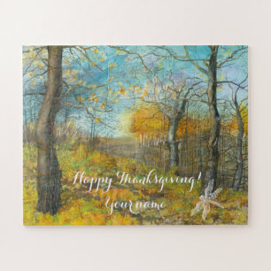 Puzzle L'automne doré dans une aquarelle en chênaie