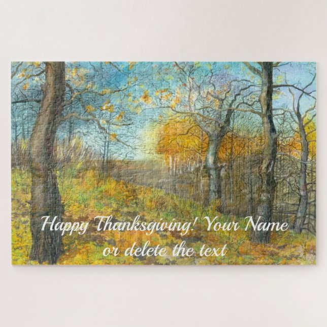 Puzzle L'automne doré dans une aquarelle en chênaie (Horizontal)