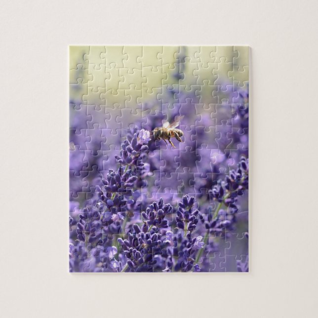 Puzzle Lavande printanière avec abeilles florales violett (Vertical)