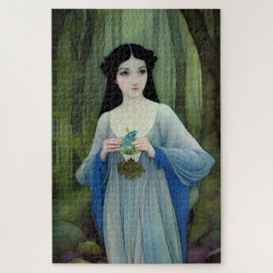 Puzzle Lave-encre illustration de la belle femme à Woods