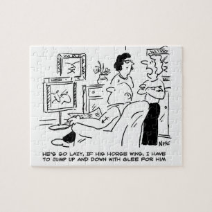 Puzzle Lazy Man Watches Horse Racing à la télévision