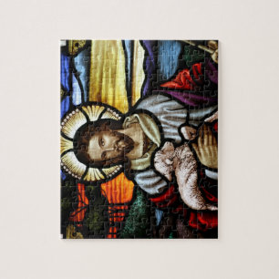 Puzzle Le Bon Pasteur; Jésus sur vitrail