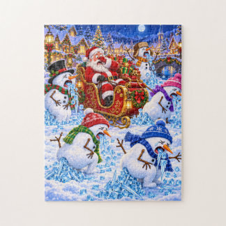 Puzzle Le chaos du bonhomme de neige du traîneau du Père