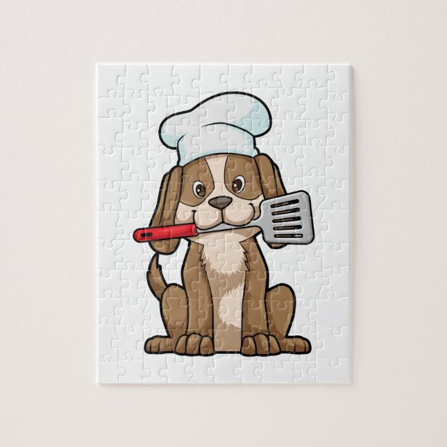 Puzzle Le chien cuisinier avec le casquette et la spatule (Vertical)