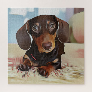 Puzzle Le Chiot De Dachshund Est Assis Sur Un Canapé