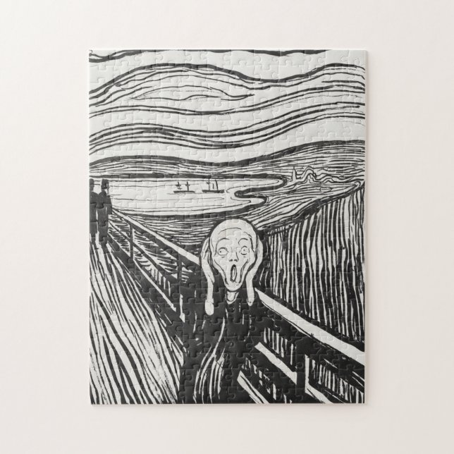 Puzzle Le cri d'Edvard Munch noir et blanc (Vertical)