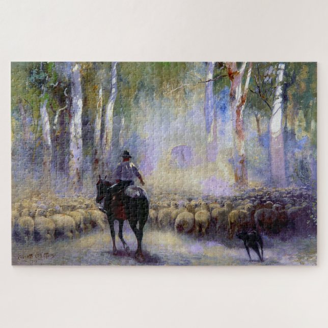 Puzzle Le Drover 1912 Walter Avec Cowboy Australien (Horizontal)