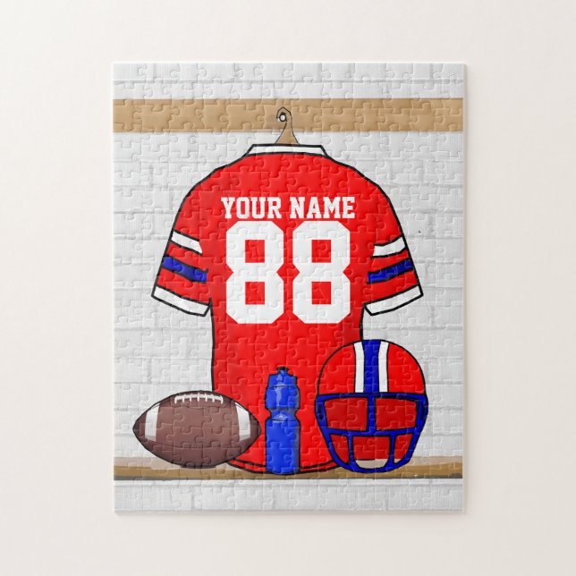 Puzzle Le football bleu blanc rouge personnalisé Jersey (Vertical)