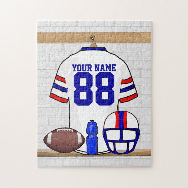 Puzzle Le football bleu rouge blanc personnalisé Jersey (Vertical)