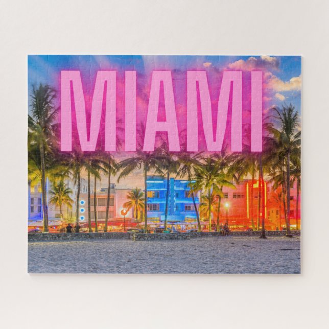 Puzzle Le front de mer pittoresque de Neon Miami (Horizontal)