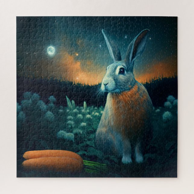 Puzzle Le lapin de la prospérité au clair de lune (Vertical)