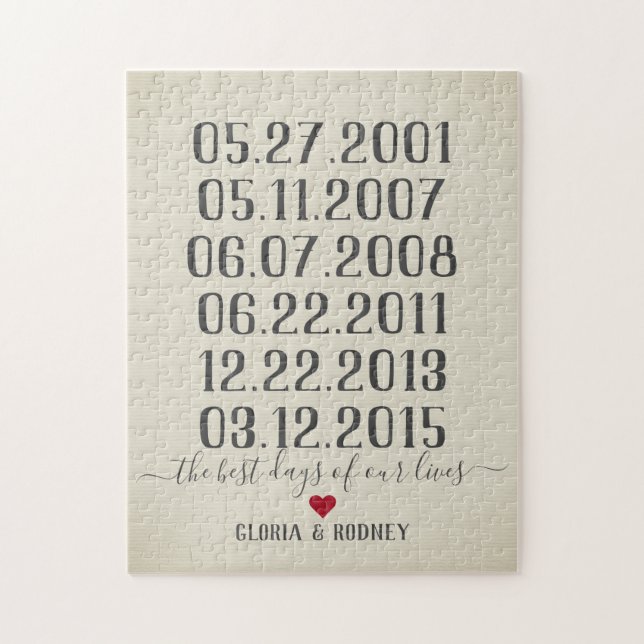Puzzle Le meilleur jour de notre vie dates spéciales vint (Vertical)