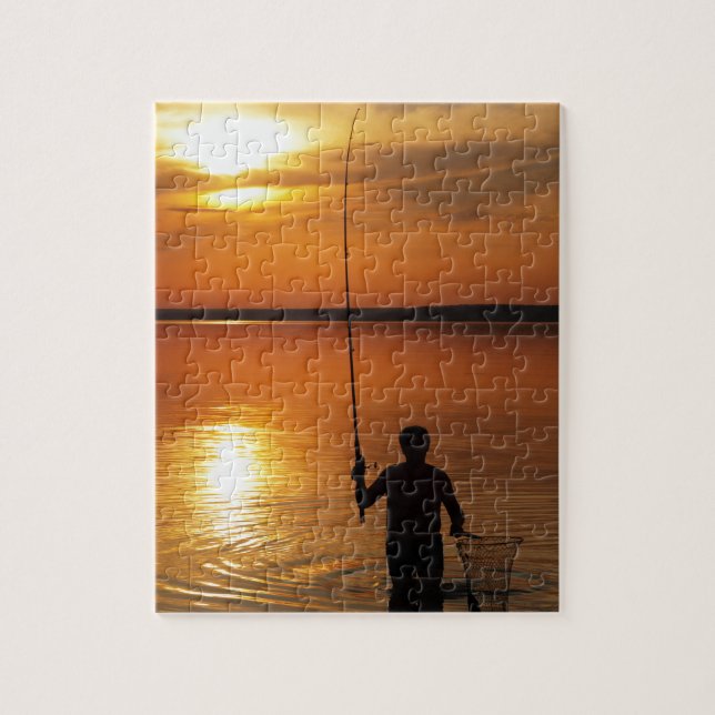 Puzzle Le pêcheur pêche des poissons par la rotation (Vertical)