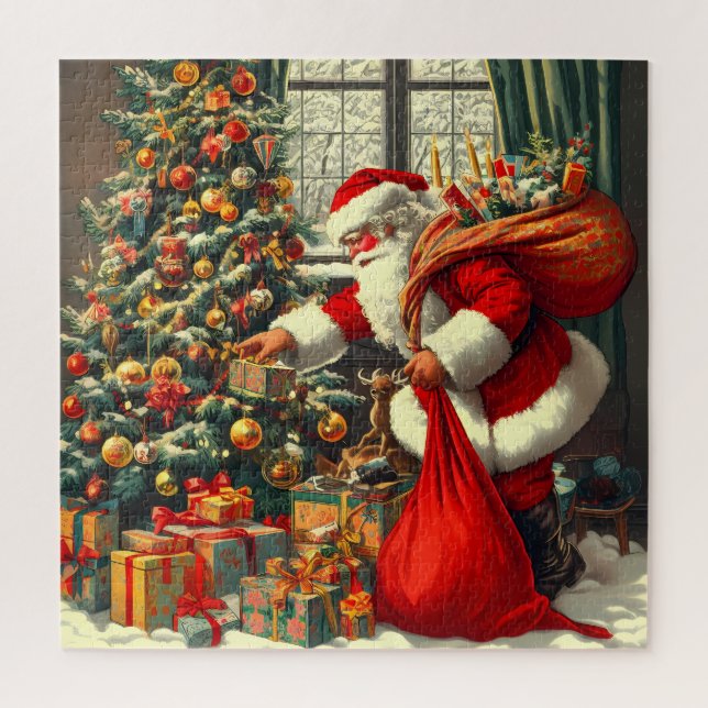 Puzzle Le Père Noël apporte la joie aux enfants (Vertical)