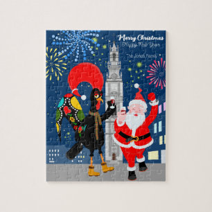 Puzzle Le Père Noël et le coq toast au Nouvel An