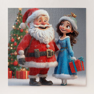 Puzzle Le Père Noël et le Maiden des neiges fêtent Noël