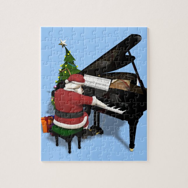 Puzzle Le Père Noël Jouer Piano (Vertical)