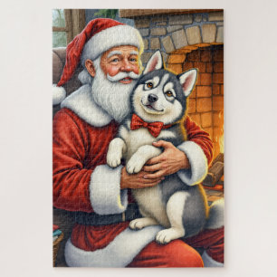 Puzzle Le Père Noël tenant une œuvre d'art de Noël Alaska